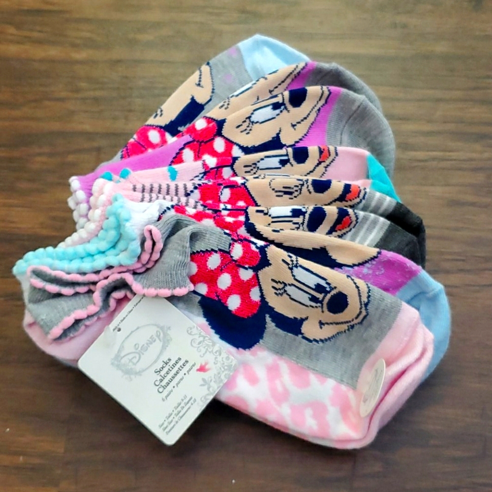 Disney Minnie Mouse 6 pack Socks 9-11